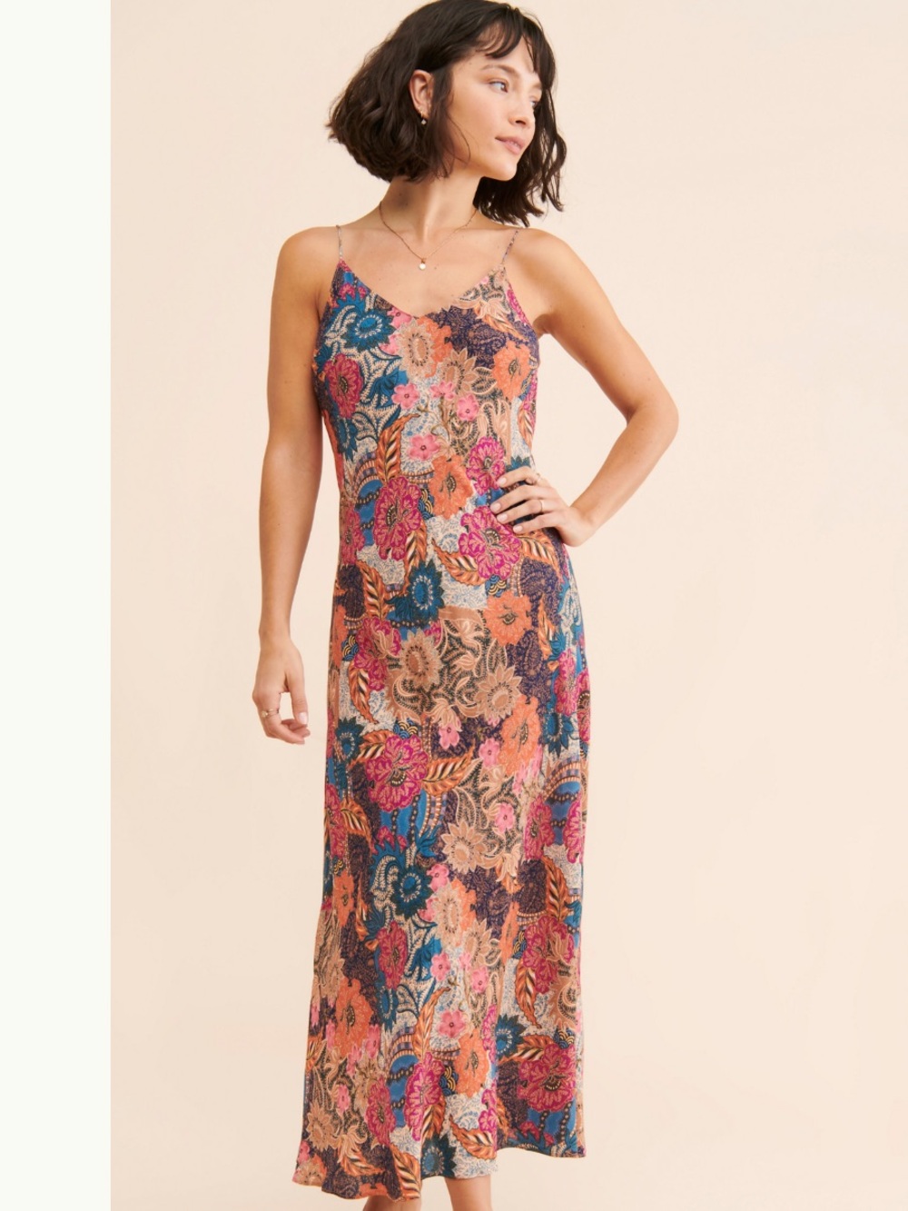 Free shipping! Kachel Anthropologie Floral Bias Slip Maxi Dress - Small